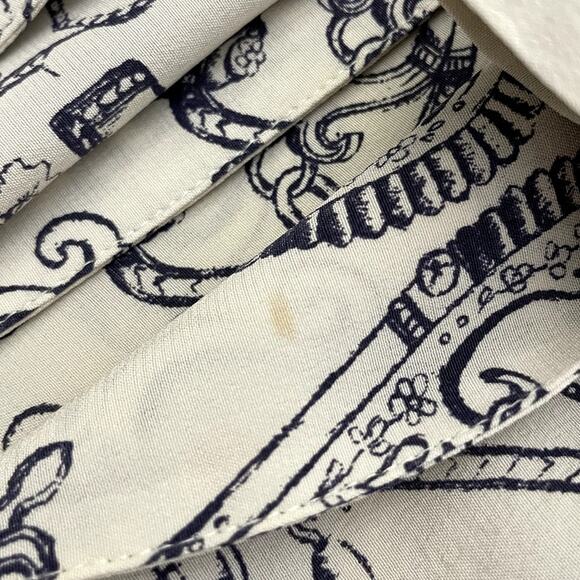 Tory Burch Celestial Frentera Angelique Silk Shirt Dress Nautical Beige Size 14 - Picture 16 of 16